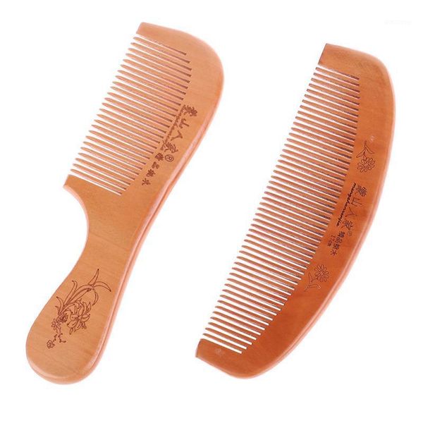 

peach solid wood comb natural handmade hair engraved healthy massage anti-static care1, Silver