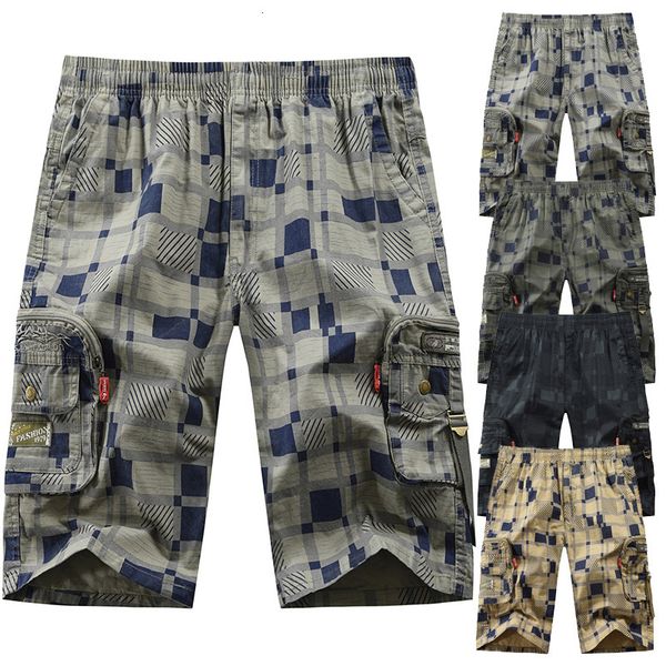 

men's pants summer style european and american half-long beach pant plaid short-pant fashion drawstring dk05 h6p5, Black