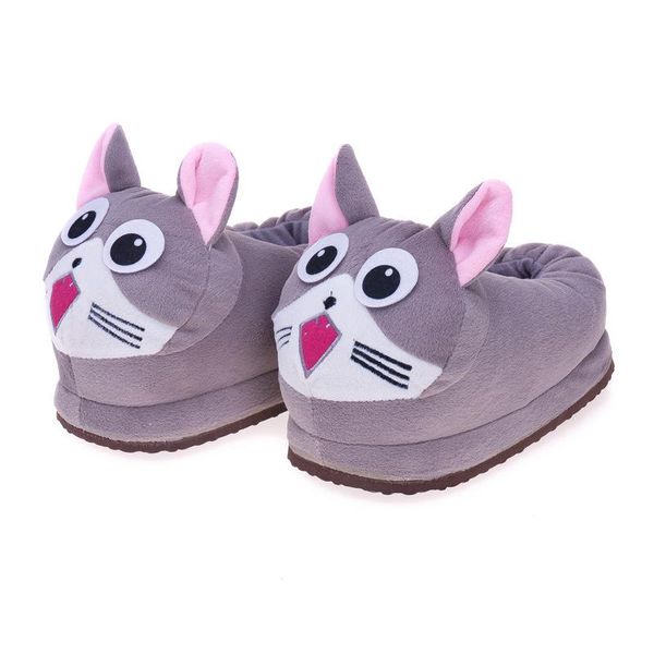 

home warm slippers ladies winter men women lovers indoor bedroom cute cartoon animal furry flurry plush house shoes, Black