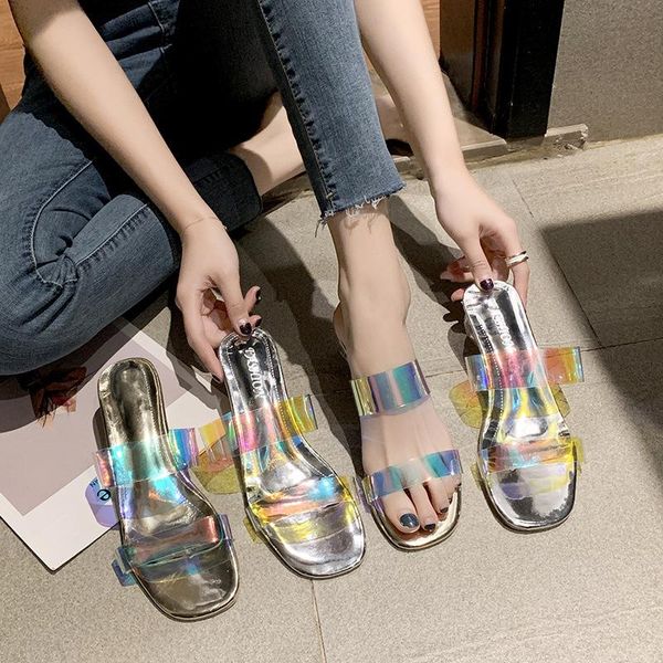 

women's sandals and slippers with colorful pvc fashion ladies, Black