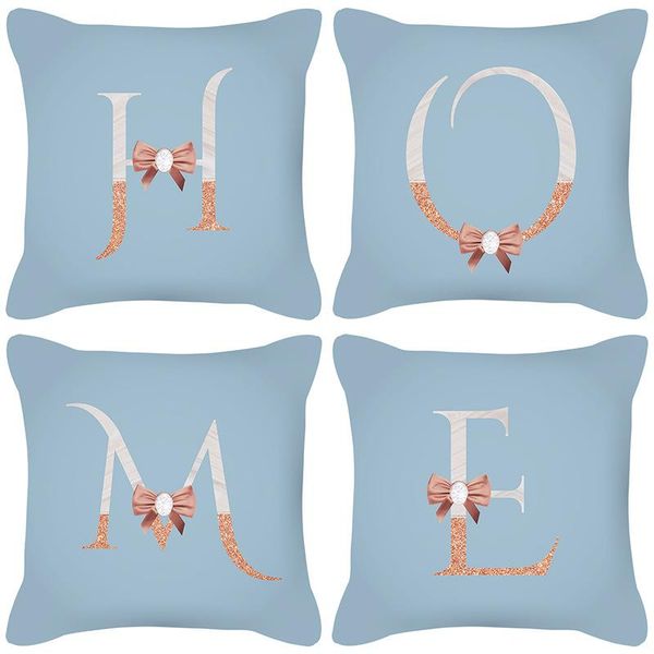 

cushion/decorative pillow 2021 ins wind nordic bow marble rose gold letter sofa peach skin super soft cover