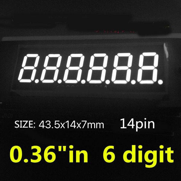 

modules 10pcs white 0.36 inch six semi segment digital 6 bit tube common cathode anode 0.36" 0.36in led display