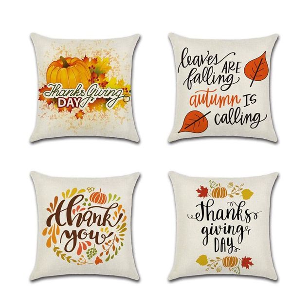 

cushion/decorative pillow thanksgiving theme linen cushion cover alphabet case pumpkin pattern pillowcase 45*45cm