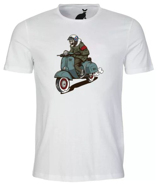 

skull scooter boy mens t shirt moped jam mod the music who vespa lambretta bike, White;black