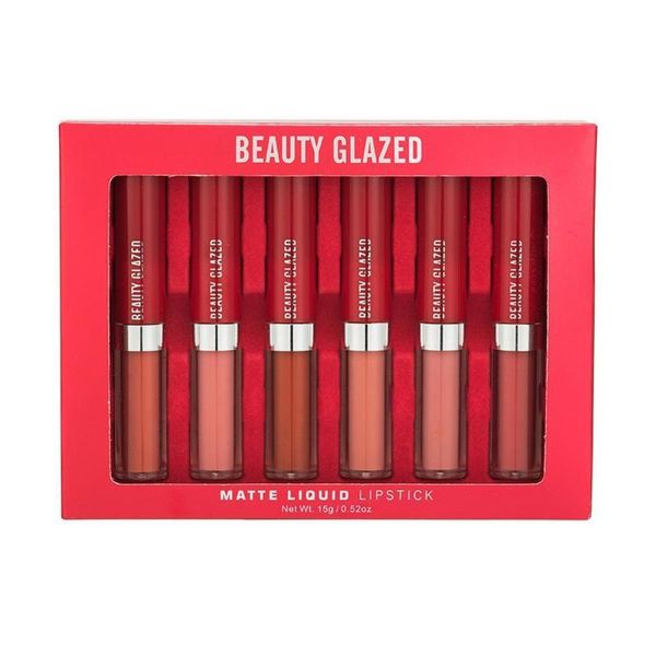 

liquid lipstick set matte lip gloss cosmetic lightweight long lasting tint waterproof 6 color lips makeup