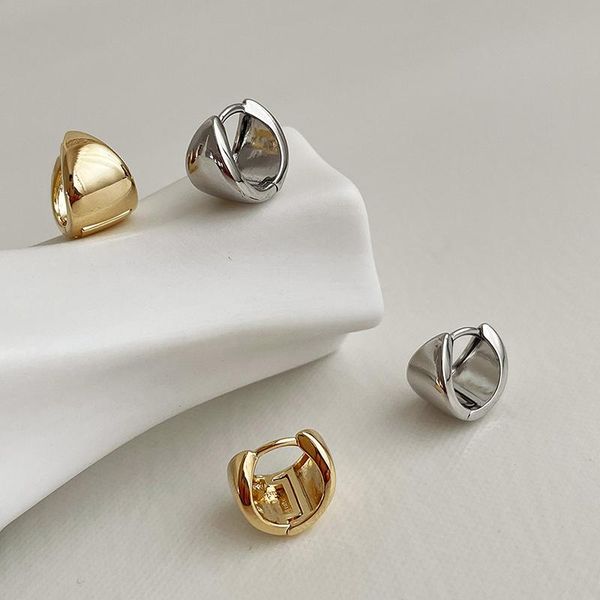 

hoop & huggie wtltc 2021 simple stylish metal small round earrings for women minimalist geometric hoops chic wide tiny, Golden;silver