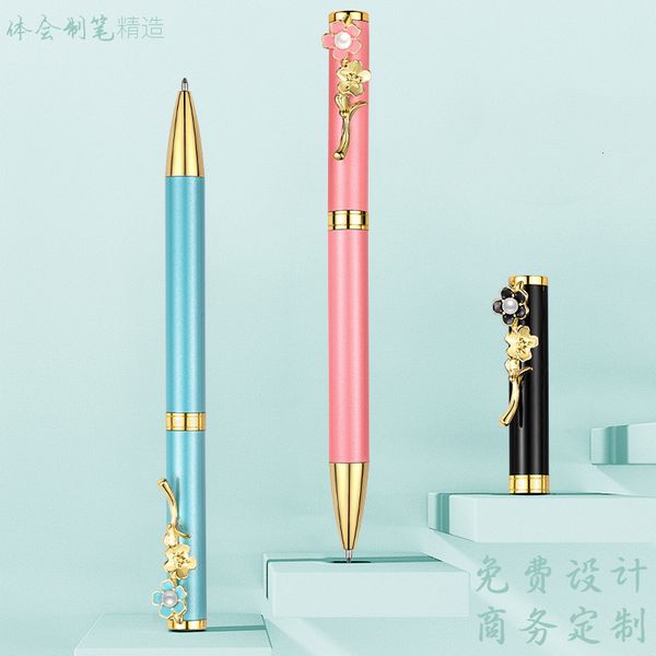 

painting pens busins office fashion creative advertising gift cartoon color female neutral metal signature ballpoint pen, Black;red