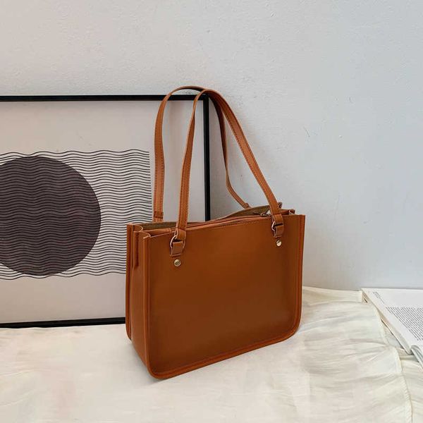 

new 2021 autumn women bag retro pu leather large capacity tote female elegant shoulder s luxury brown square handle
