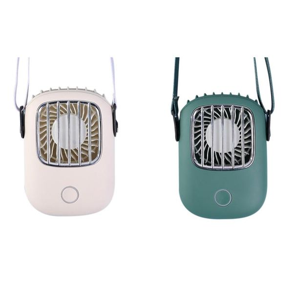 

electric fans 2set hanging neck fan hands personal rechargeable wearable usb with an adjustable lanyard white & green