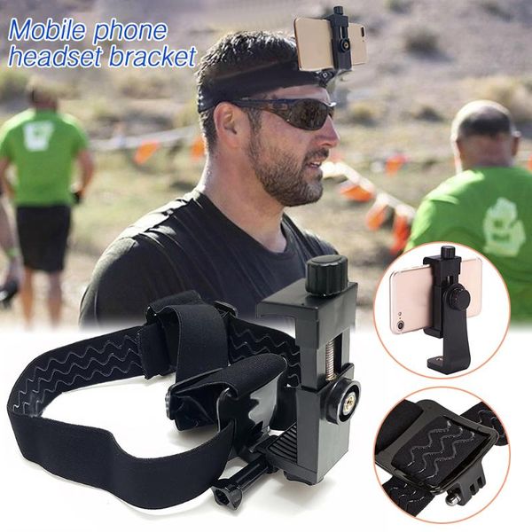 

head band phone holder head-mounted headband mount strap adjustable belt cellphone selfie clip for 3.5-6.8 inches cell mounts & holders