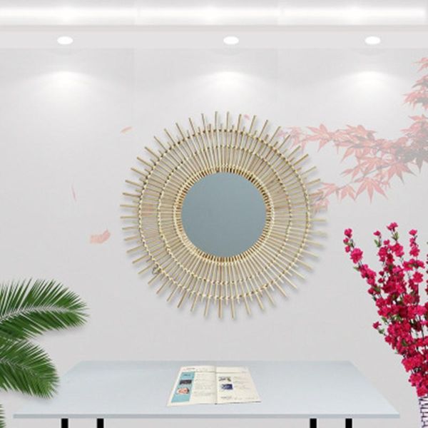 

mirrors rattan dressing mirror innovative art decoration round makeup po prop w0yc
