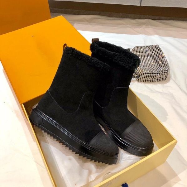 

boots one piece of fur ladies warm simple snow, Black