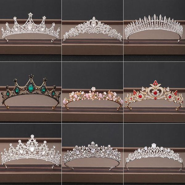 

hair clips & barrettes wedding crown jewelry bridal headpiece woman baroque rhinestones crystal tiaras bride party crowns accessories, Golden;silver