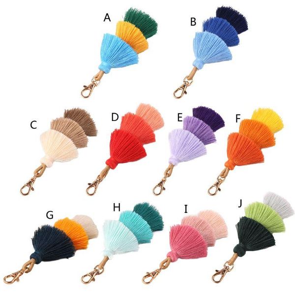 

keychains handmade women colorful boho pom tassel bag charm key chain fashion jewerly, Silver