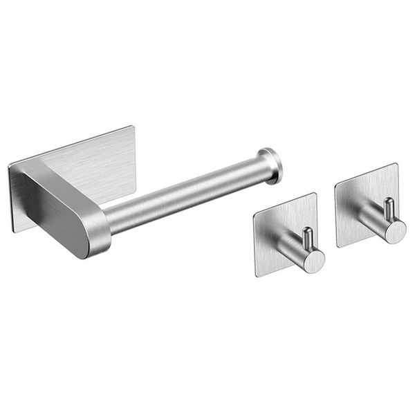 

toilet paper holders roll holder without drilling, stainless steel brushed (with 2 hooks)