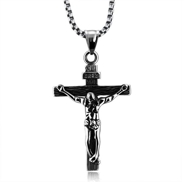 

fashion 316 stainless steel novelty cross pendant men's jesus necklace chain men jewelry christmas gift necklaces, Silver