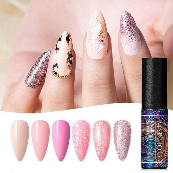

5ml uv gel nail polish rose gold glitter sequins soak off varnish color diy art lacquer1, Red;pink
