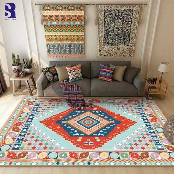 

sunnyrain 1-piece printed fleece bohemia children's rug colorful fur christmas for living room area bedroom carpets