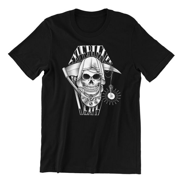 

experience death reaper skull - printed cotton t-shirt, White;black