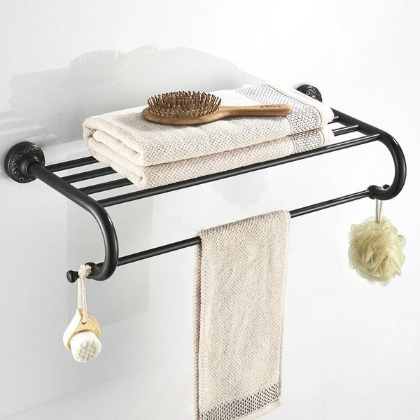 

towel racks oil rubbed bronze black brass bath rack bathroom holder double shelf accessories