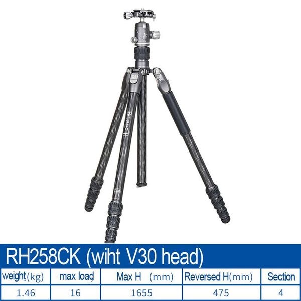 

benro rh258c rh258 profession tripod carbon fiber camera tripods slr stands 4 section max loading 16kg