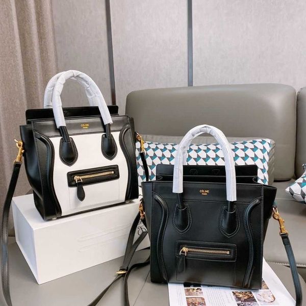 

face embarrassing leather color smile contrast portable one shoulder messenger bag leather women's bag luxuryss designerss yw