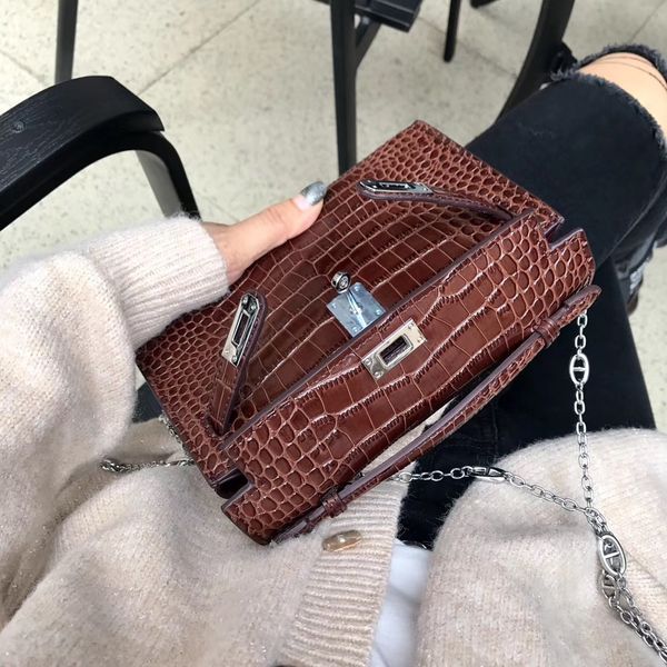 

crocodile pattern chain bag genuine leather clutch bag mini shoulder crossbody small bag 2021 new womens fashion