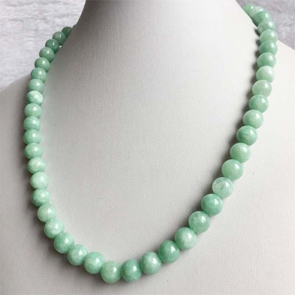 

chains elegant myanmar jades necklace round natural burma gem stone choker wedding gift for women fashion jewelry, Silver