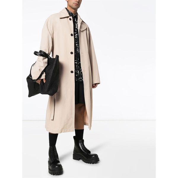 Katı Trençkot Erkek Ceket Sonbahar Rahat İnce Kemer Sıcak Ceketler Erkekler Tek Göğüslü İş İngiltere Stil Uzun Palto 210524