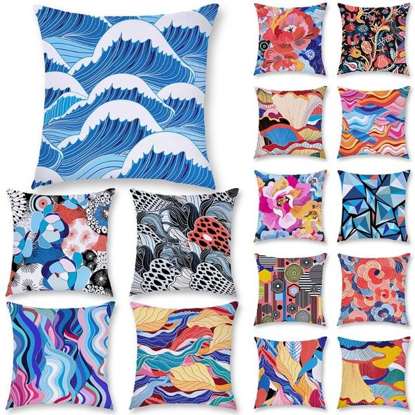 

cushion/decorative pillow creative flower sea abstract art plush square throw case living room sofa cushion cover 45x45 elegant stylish home