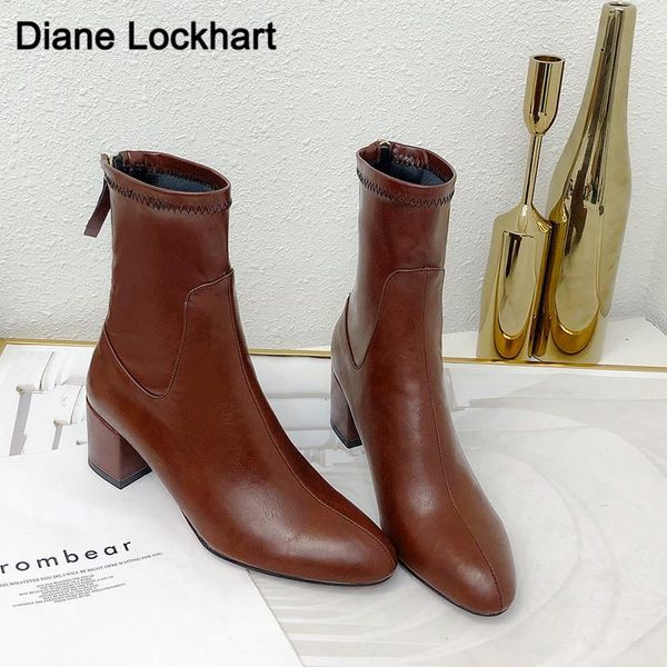 

boots spring autumn women zipper round toe woman short ankle ladies botas mujer 2021 drop brown black
