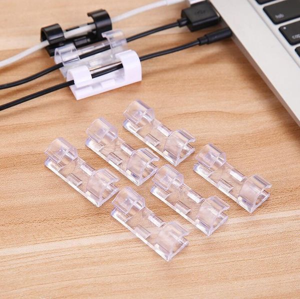

25#cable holder organizer wire clamp fasteners anchors transparent 20/60/100pc self-adhesive deskcable fixing hooks & rails