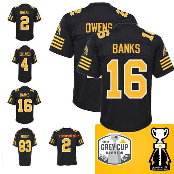 

2021 hamilton tiger-cats grey cup festival football jersey 16 brandon banks 8 jeremiah masoli luke tasker delvin breaux ja'gared davis, Black;red