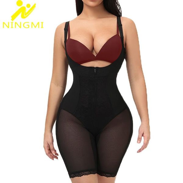 

women's shapers ningmi bodysuit shapewear women full body shaper tummy slimming underwear control panties bulifter waist trainer, Black;white