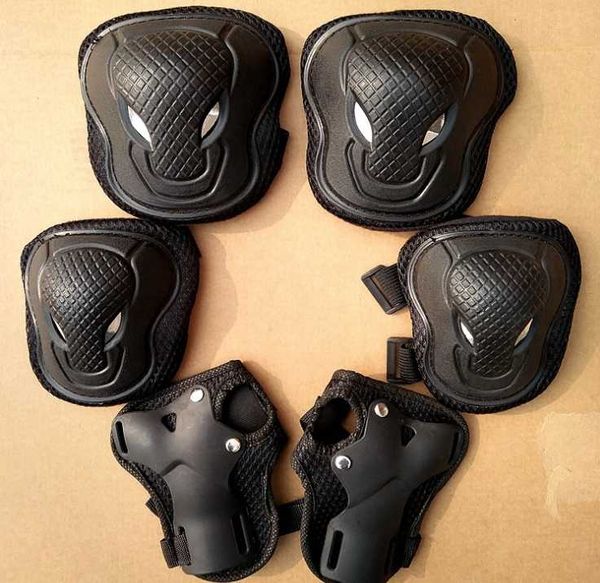 

children's roller skating protective gear 6-piece riding skateboard knee pads and elbow set, Black;gray