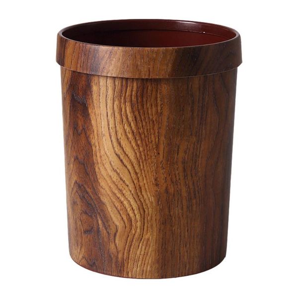 

waste bins 1pc woodgraining container vintage trash can imitated solid wood