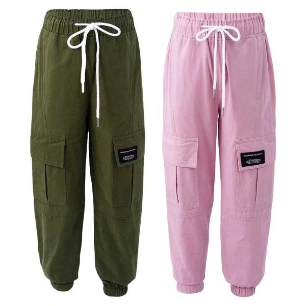 

trousers cargo pants for girls sport cotton pure color children hip hop jazz dance kids clothes 6 8 10 12 14 years, Blue