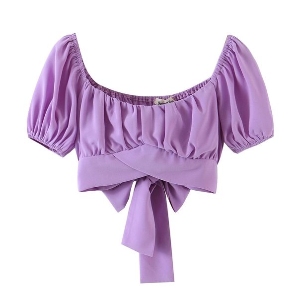 

women fashion tank purple color short sleeve v-neck belt shirts fashion female summer clothing 210524, White