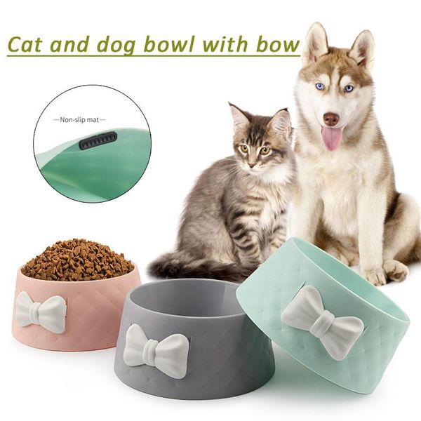 

portable pet dog feeding bowl lovely puppy water bowknot feeder travel bowls pets supplies leakproof cat b99 & feeders