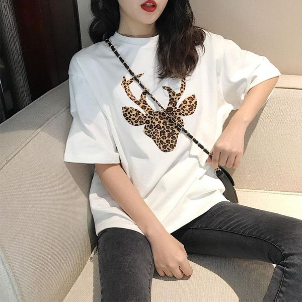 

women's t-shirt casual white black leopard print t shirt women fashion streetwear slim tee ropa mujer clothes tshirt camisetas