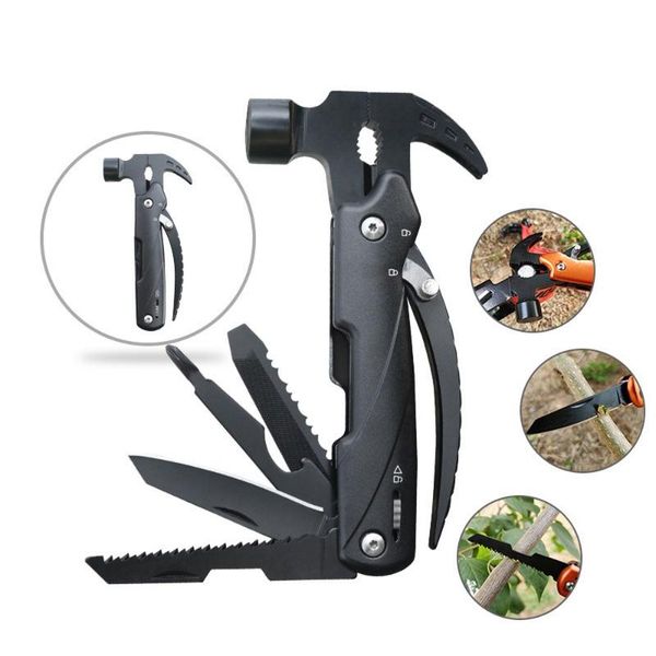 

1 outdoor survival tools multifunctional pocket foldable camping mini claw hammer pliers bottle opener durable kit hand