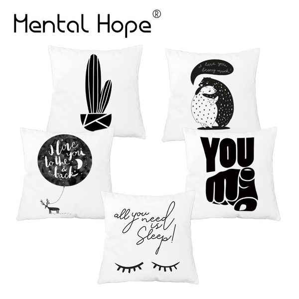 

cushion/decorative pillow black letter printed plush cushion cover cartoon pattern throw home decor square pillowcase for bed sofa car