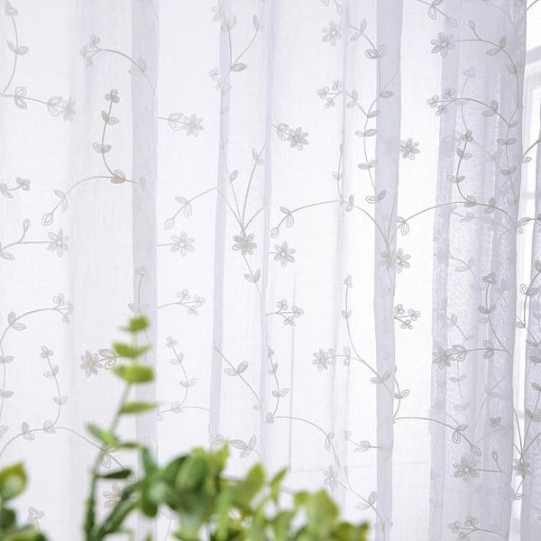 

curtains for living dining room bedroom tulle sheer yarn fresh garden linen embroidered little flowers curtain & drapes