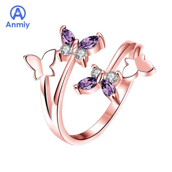 

cluster rings anmiy butterfly love flower bow open adjustable ring, Golden;silver