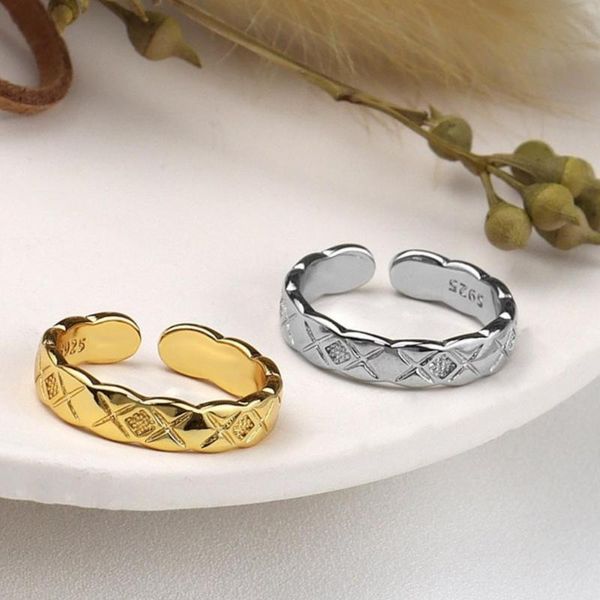 

cluster rings 2021 style japanese and korean fashion ladies party holiday silver-plated ling-shaped ring trend ol open, Golden;silver