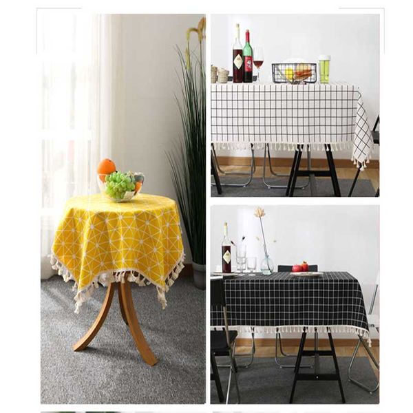 

table cloth fashion plaid designs solid decorative linen tablecloth with tassels rectangular wedding dining cover tea