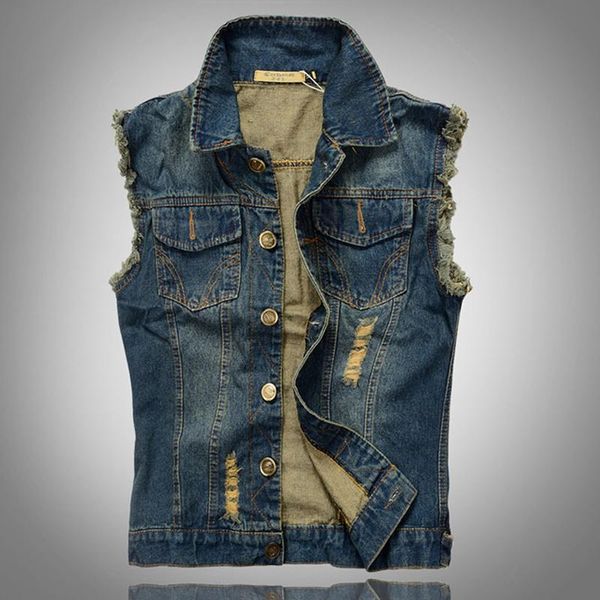 

men's vests fashion colete vest men jeans plus size 5xl-m tide 2115 spring-autumn man denim waistcoat masculino, Black;white
