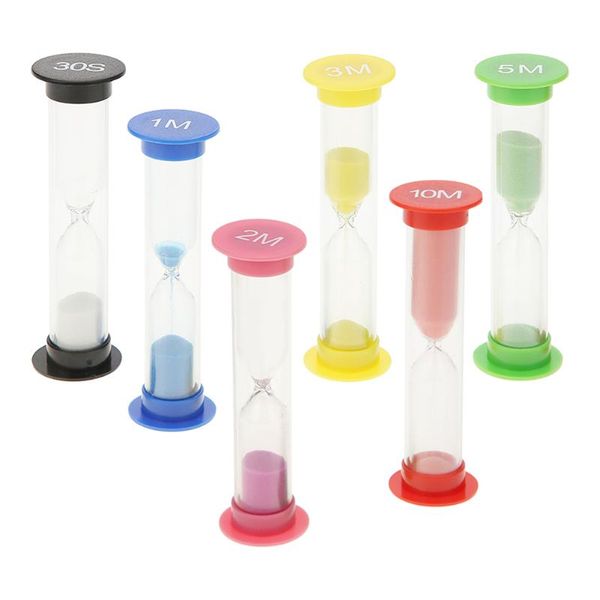 

other clocks & accessories 6pcs/set creative plastic hourglasses sandglass timer children time toys gift home decoration 0.5/1/2/3/5/10 minu