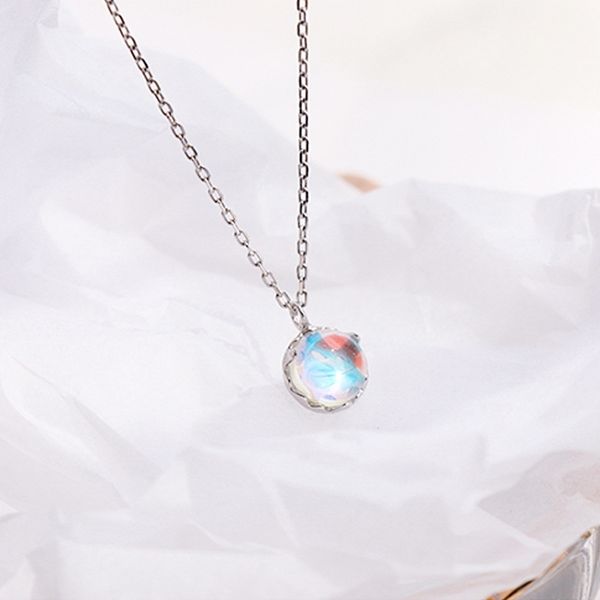 

moonstone necklace women's luxury colorful crystal blue dream island design, Black