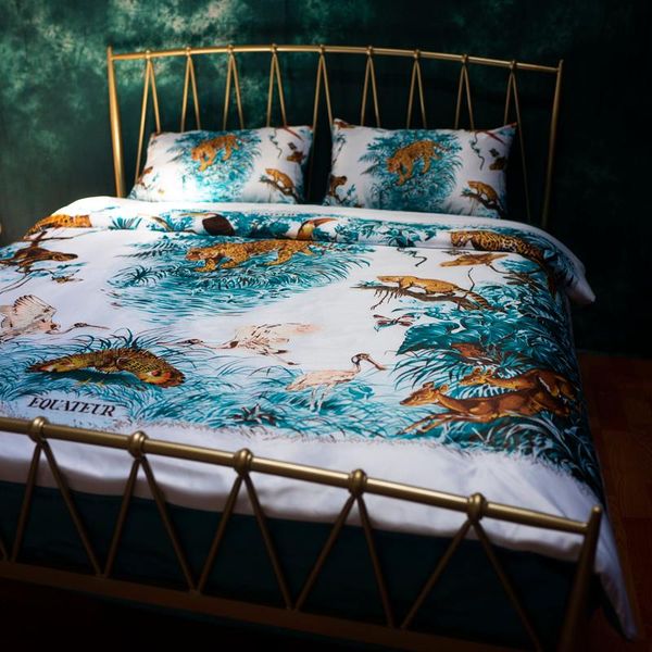 

bedding sets 3d tiger leopard digital printing satin egyptian cotton set brocade silk duvet cover bed linen fitted sheet pillowcases